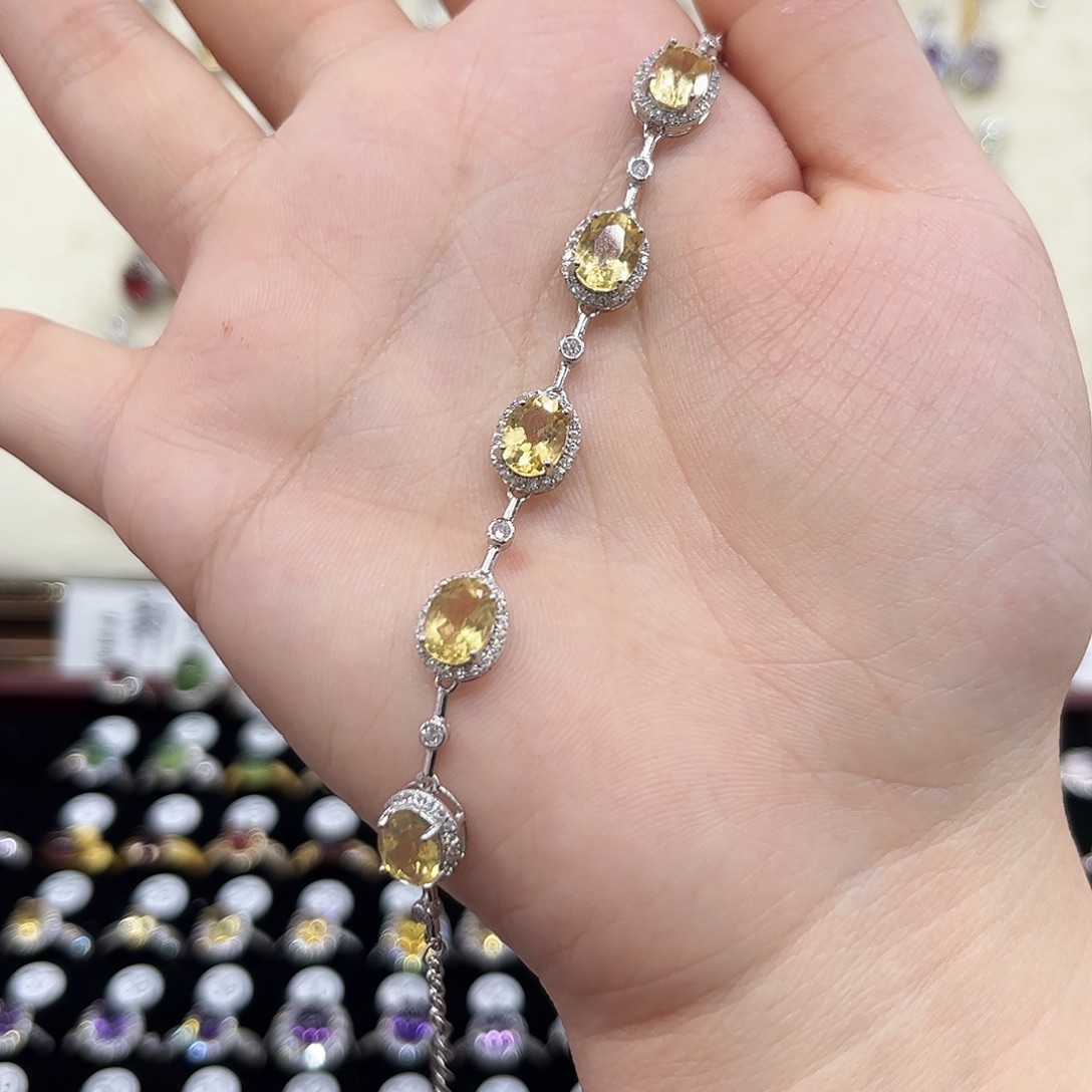 小***杜手链银S925镶嵌黄晶