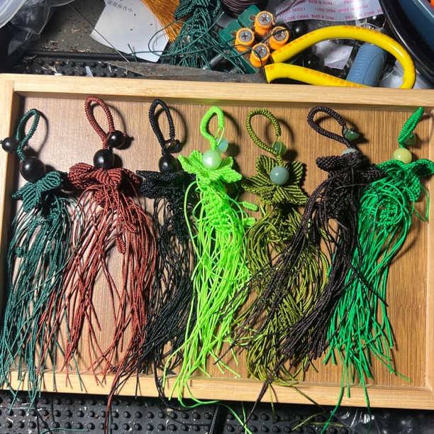 木质手链 42根纯手工编制葡萄串绳子半成品DIY玉线编织带叶子无患