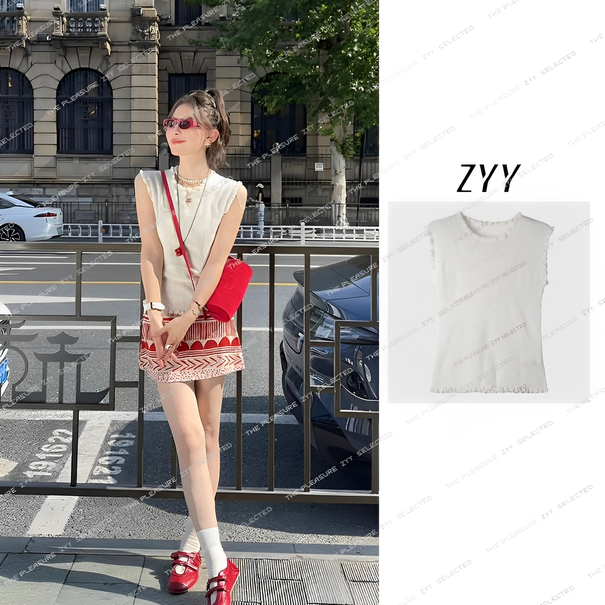 ZYY【欧若印象】2025S/S新品减龄钩针花边圆领针织背心X25XZZ02298