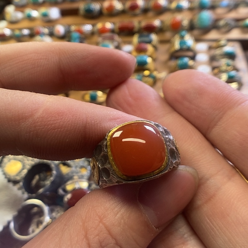 【闪购商品】南红玛瑙戒指足银镶嵌杜*成