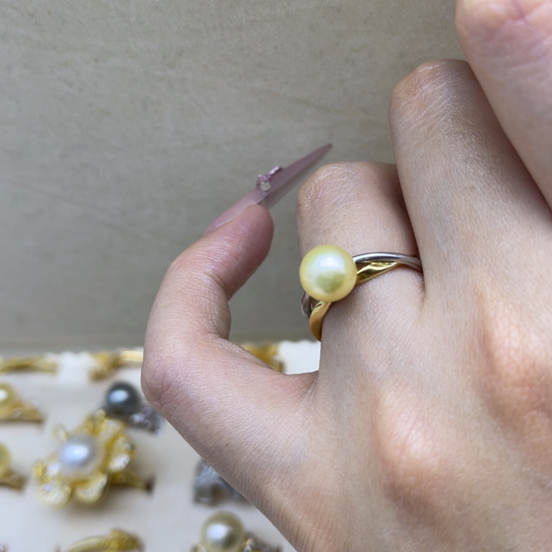 银S925镶嵌海水珍珠戒指