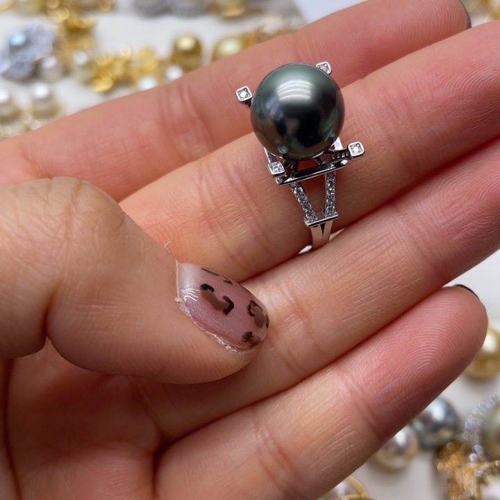 海水珍珠戒指银S925镶嵌