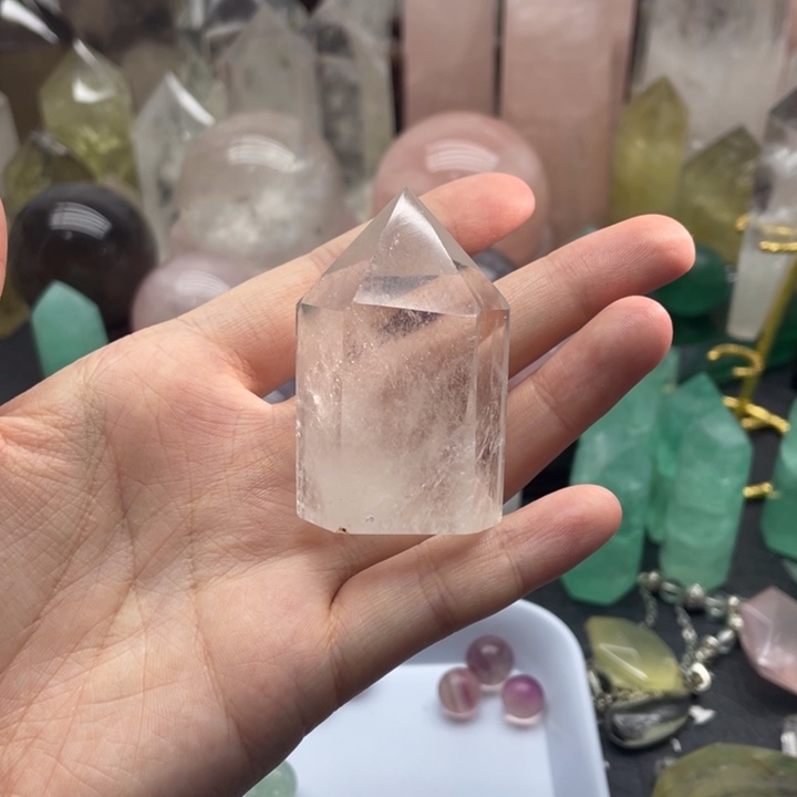 水晶珠宝半成品未镶嵌天然水晶白水柱9