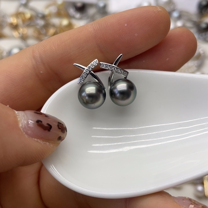 海水珍珠耳饰银S925镶嵌