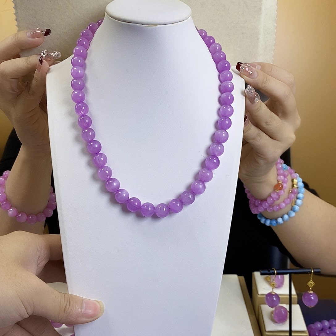 锂辉石紫锂辉高冰收藏级顶配项链10+未镶嵌