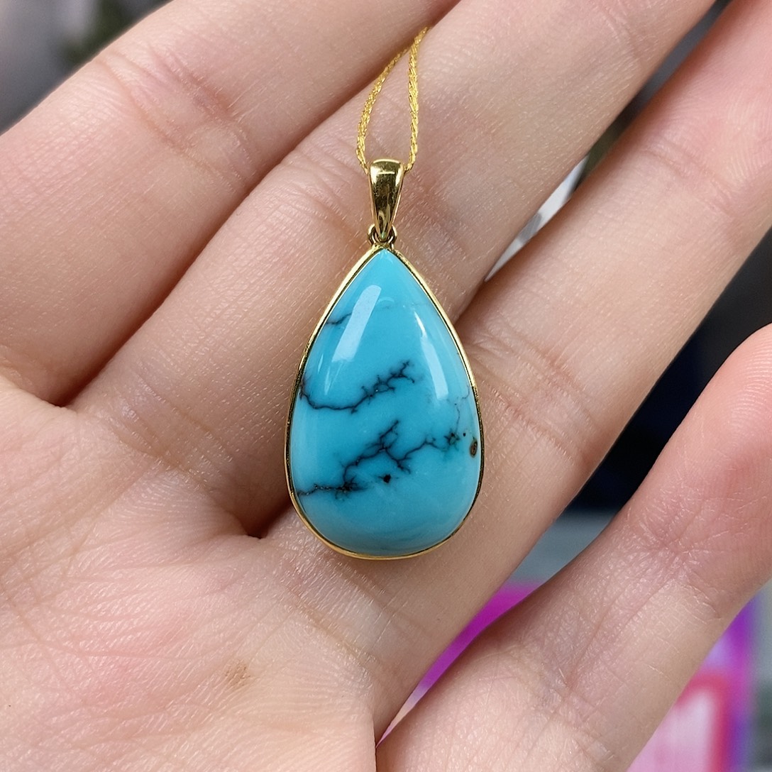 绿松石18K金镶嵌珠宝奇石