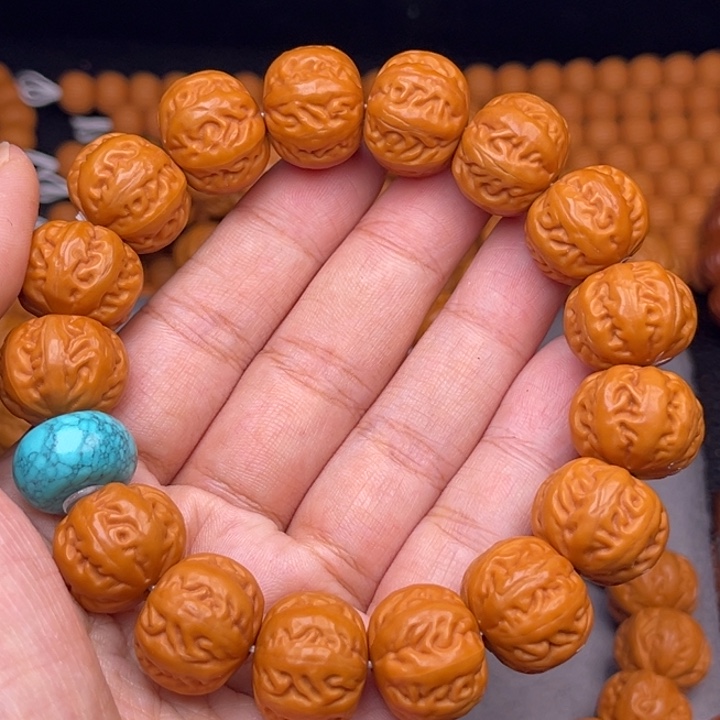 猴头核桃吊坠17麻花串绿