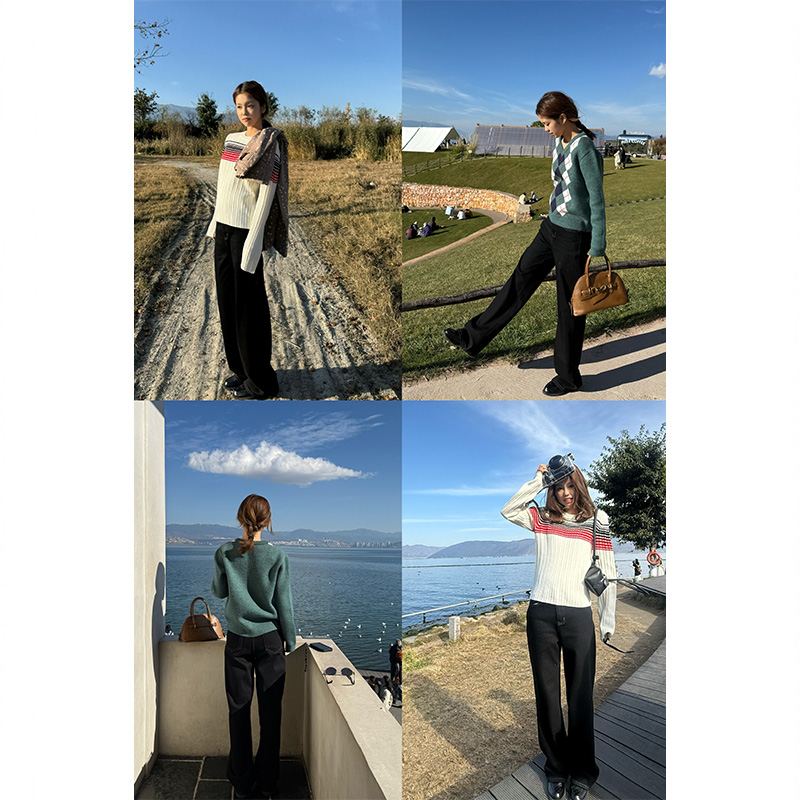 Tuuuh【直筒黑牛】直筒牛仔裤女秋冬黑色百搭阔腿长裤H40157TU54