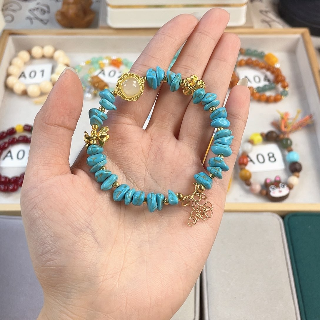 针钠钙石手饰银S925镀金镶嵌