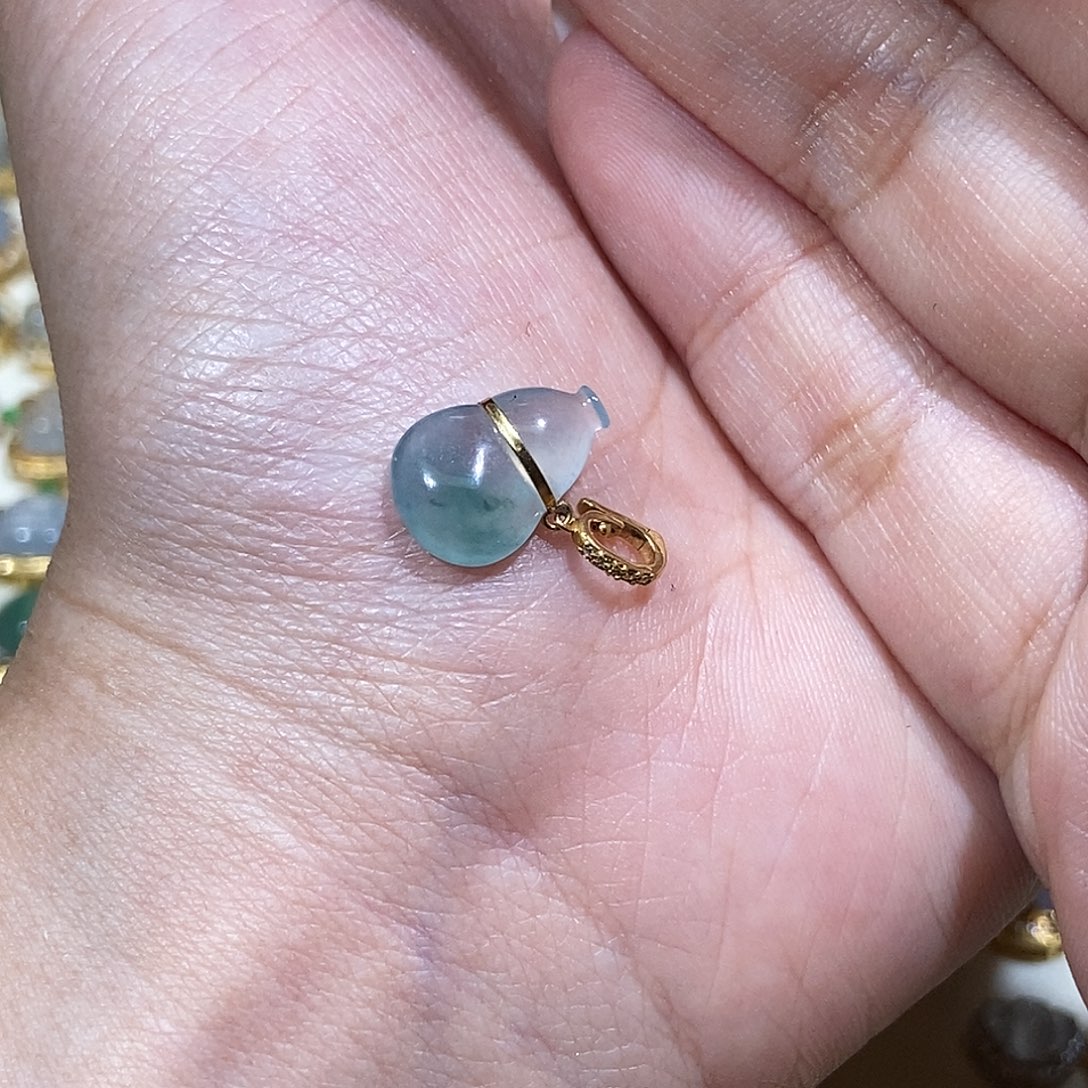 翡翠18K金镶嵌吊坠(不含链)1111