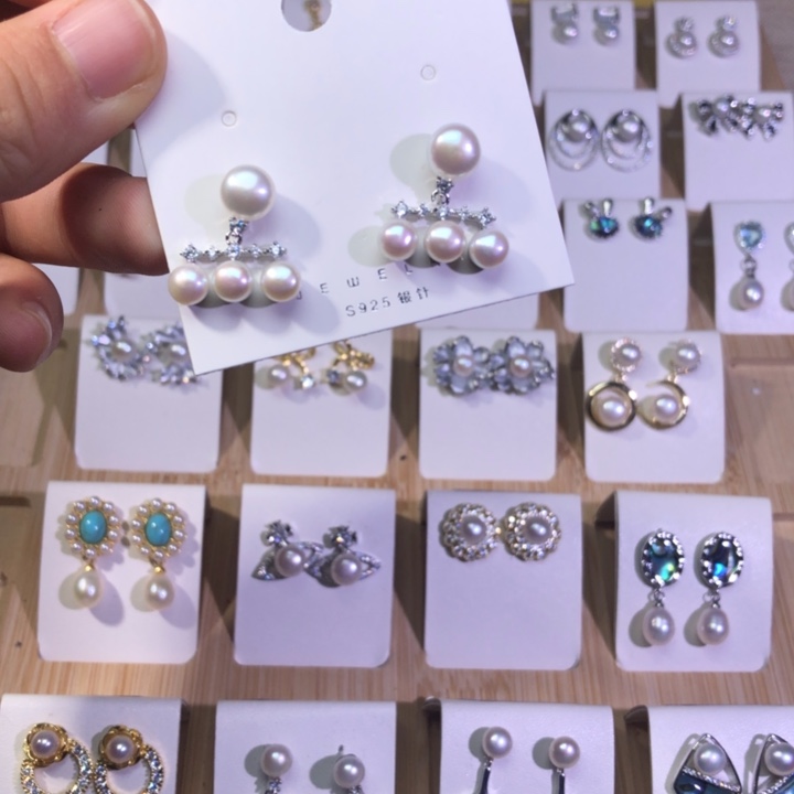 淡水珍珠耳饰银S925镶嵌