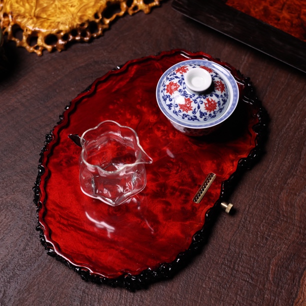 33-23-2 缅甸黄金樟干泡茶盘家用缅花壶承满榴花茶具整块实木