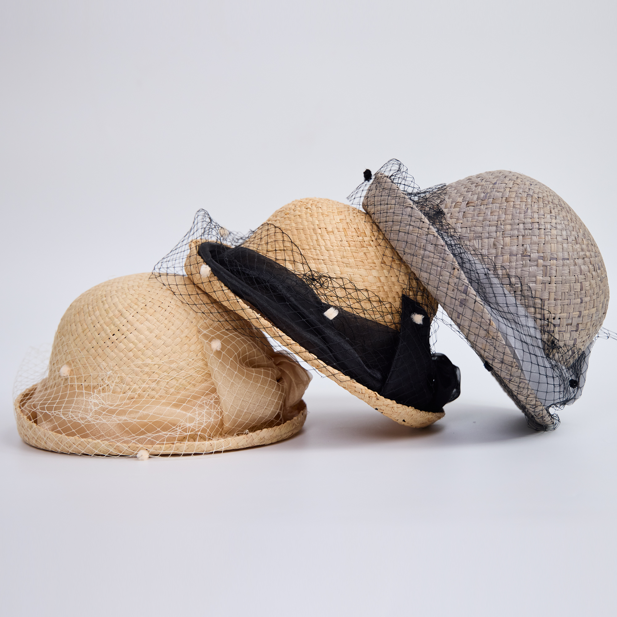 薇枫名媛风草帽蝴蝶结100%网纱法式盆帽遮阳帽女礼帽公主帽帽子