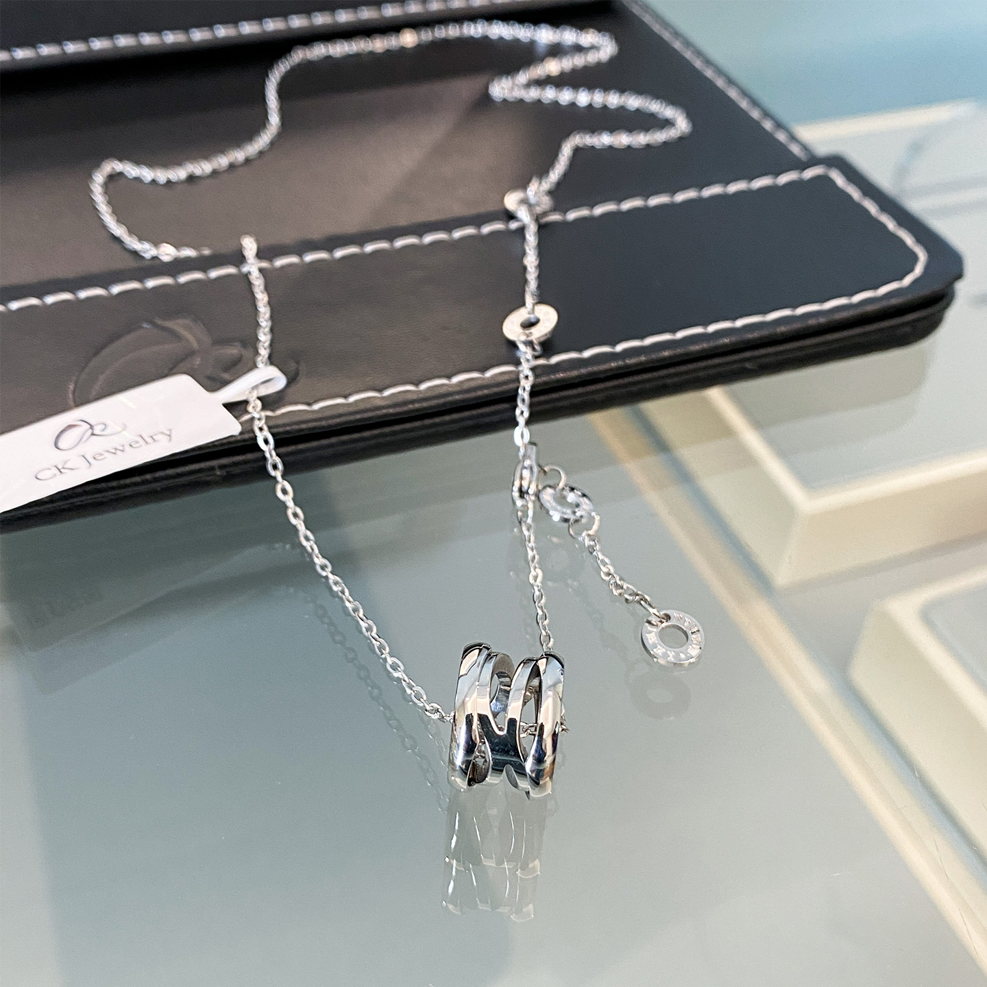 钛钢项链 银色 镂空罗马数字小蛮腰项链 N1424