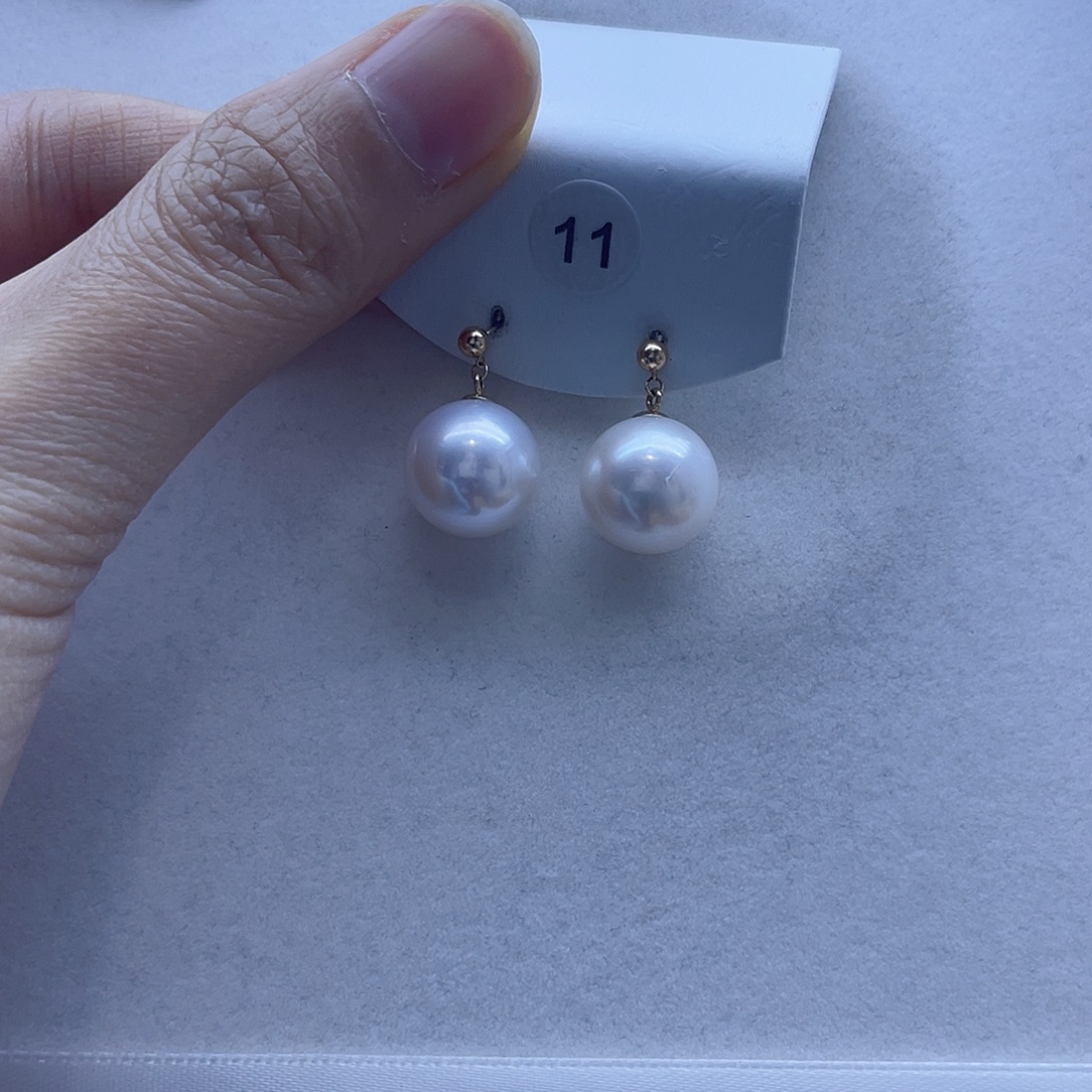 18K金镶嵌淡水珍珠耳饰12-13