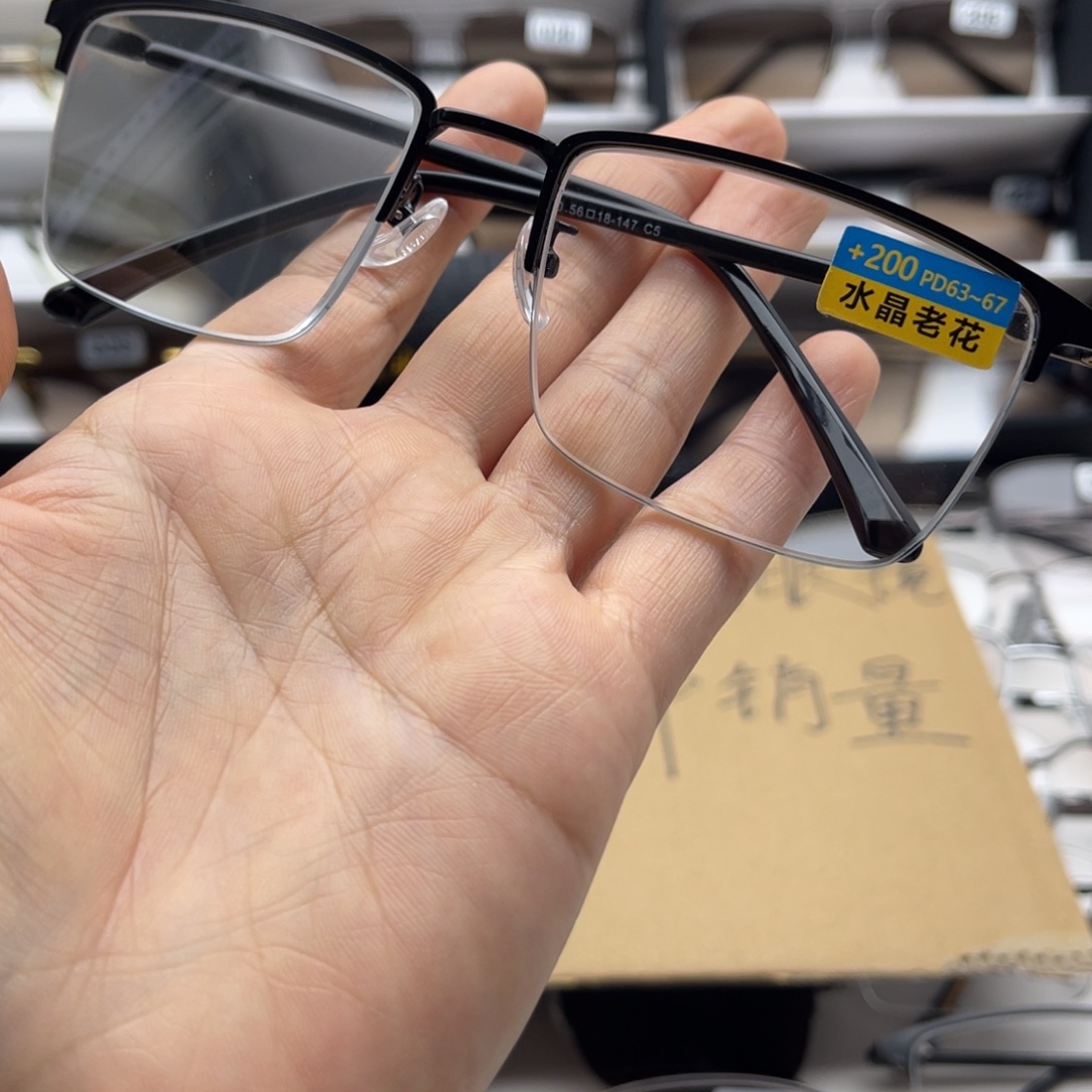 天然水晶石头老花镜150度