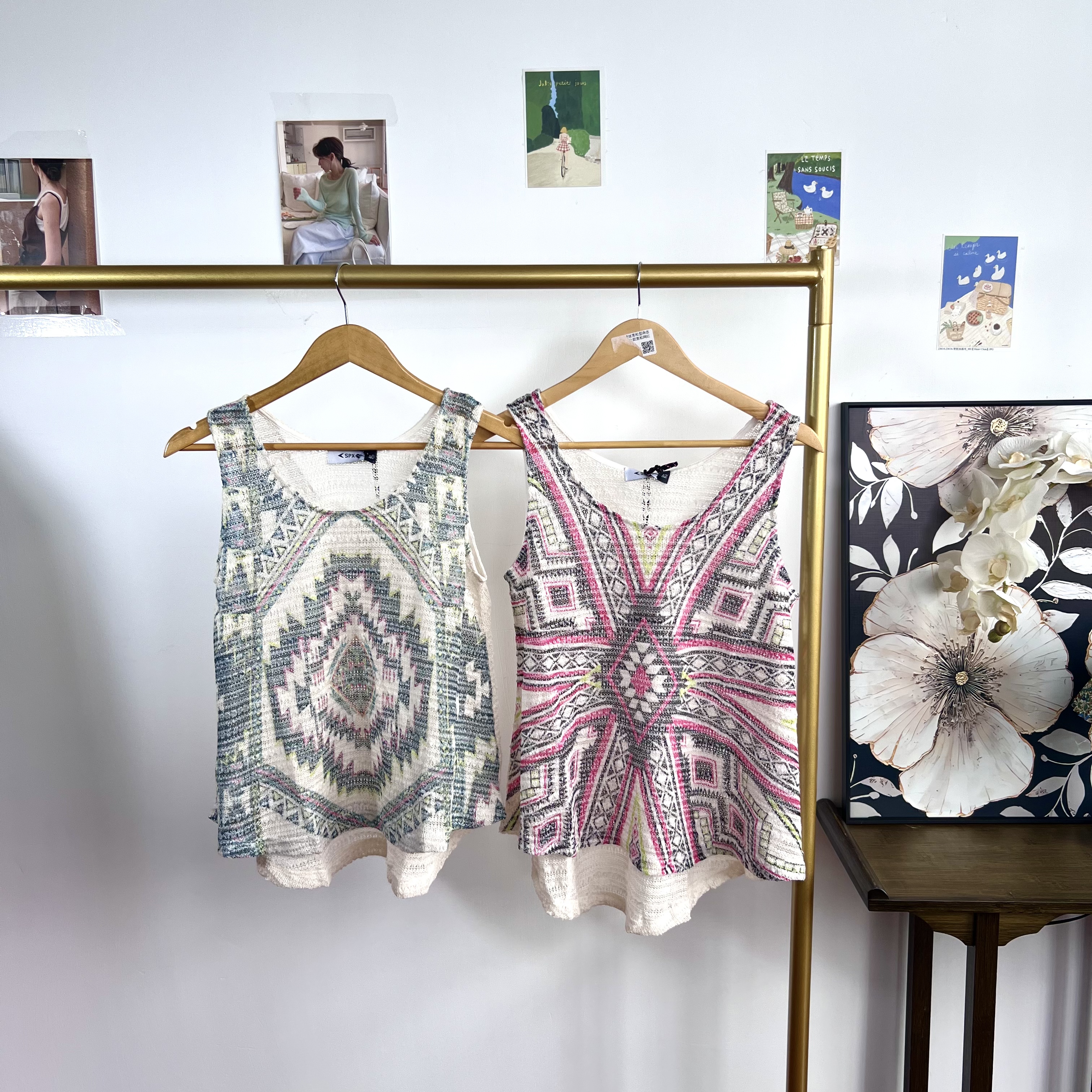 百搭休闲老钱风无袖休闲宽松型女士背心百搭宽松花色0917