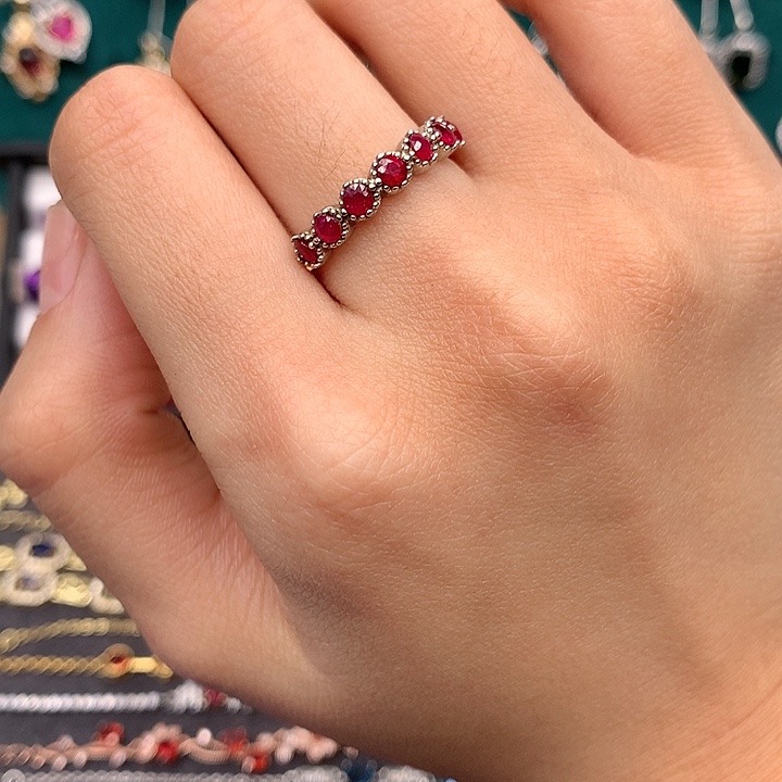 戒指银S925镶嵌红宝石
