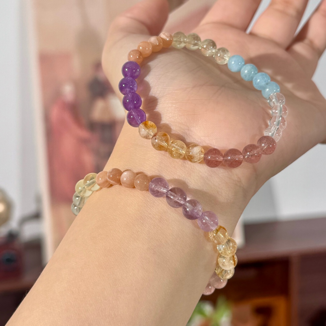 【小多宝】天然水晶多宝水晶原创设计小咪叠戴甜美少女饰品礼物