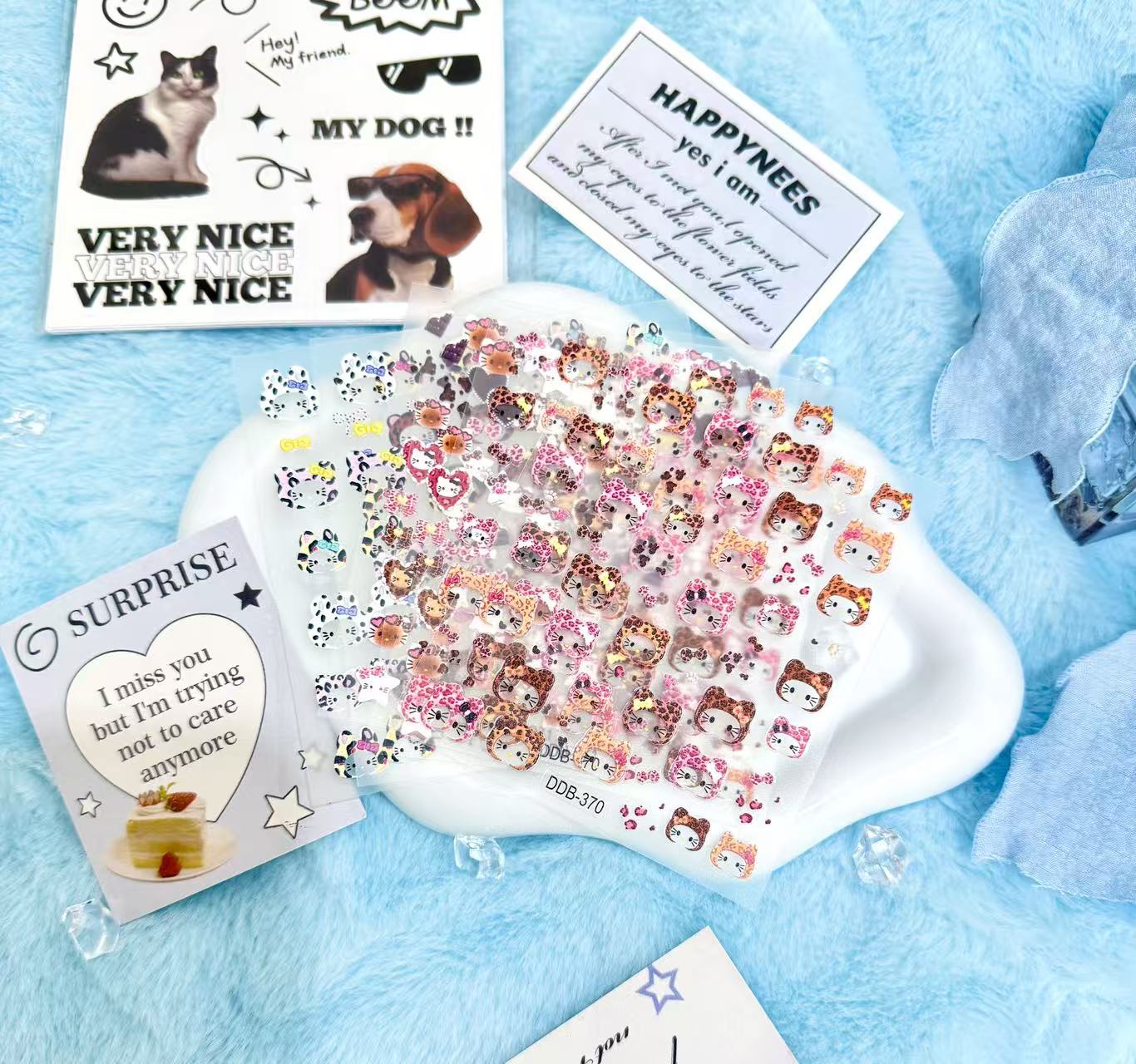 【DDB】小红书爆款戴帽豹纹头套kt可爱百搭系列diy卡通美甲贴纸