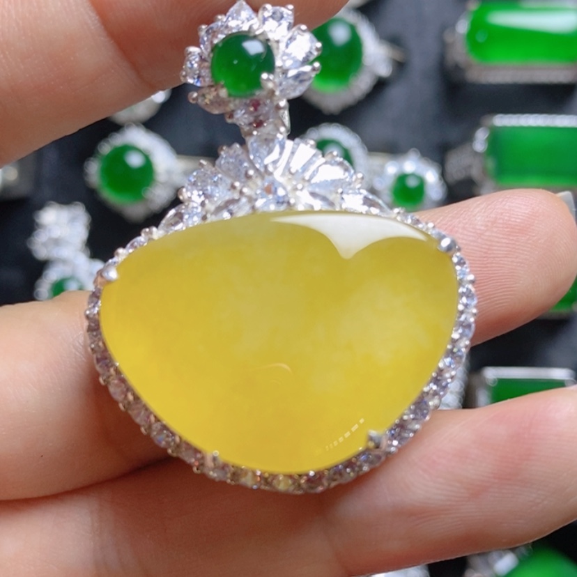 【闪购商品】翡翠挂件银S925镶嵌桃心