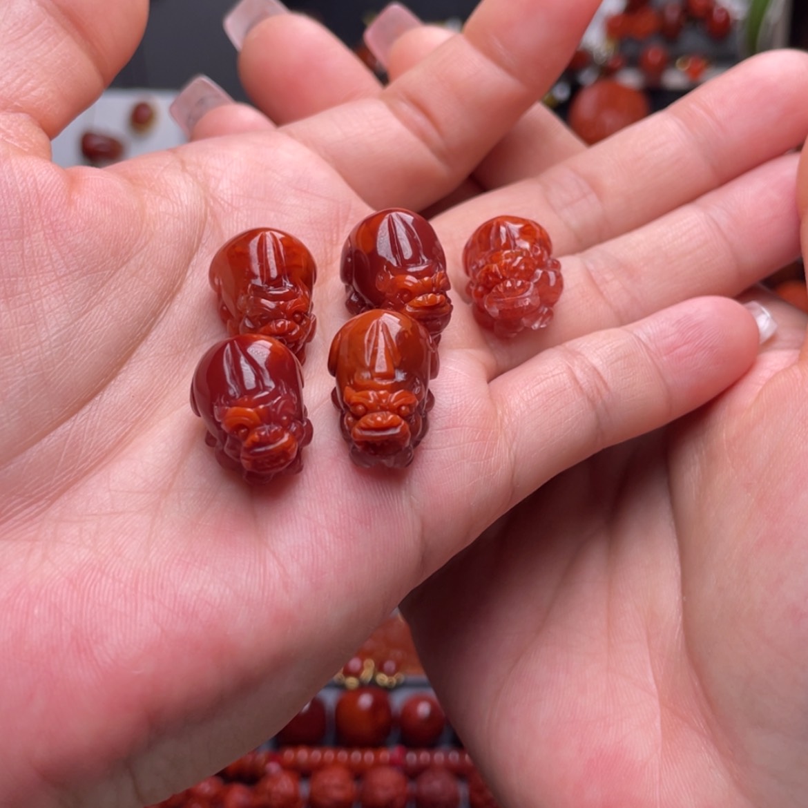 【闪购商品】南红玛瑙貔貅5个未镶嵌榕*