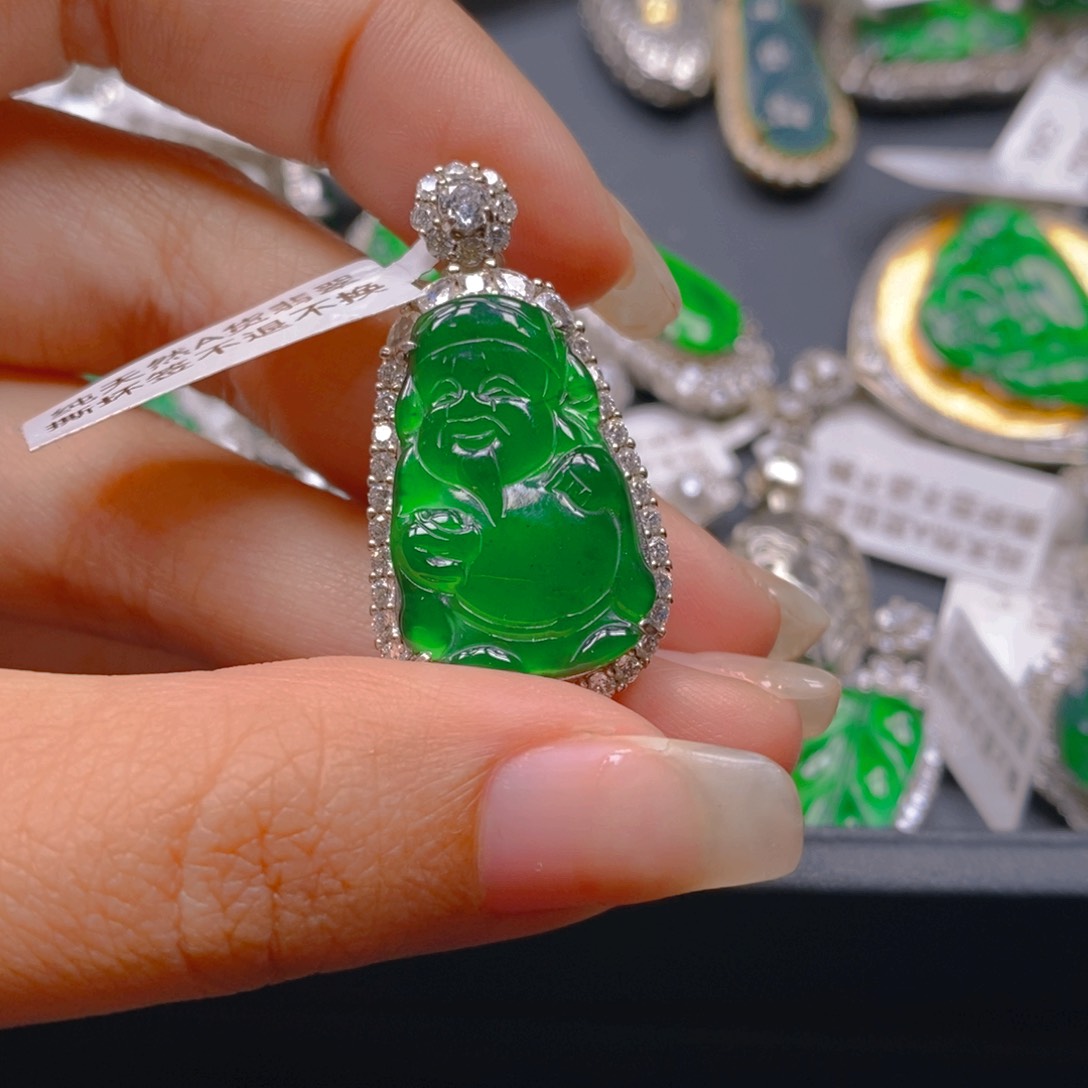 翡翠颈饰银S925镶嵌8888889999