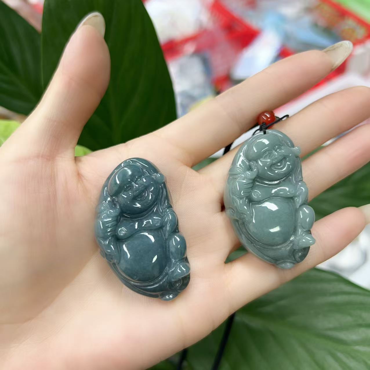 D346  天然翡翠A货笑脸佛吊坠 拍一发一多样性发其一