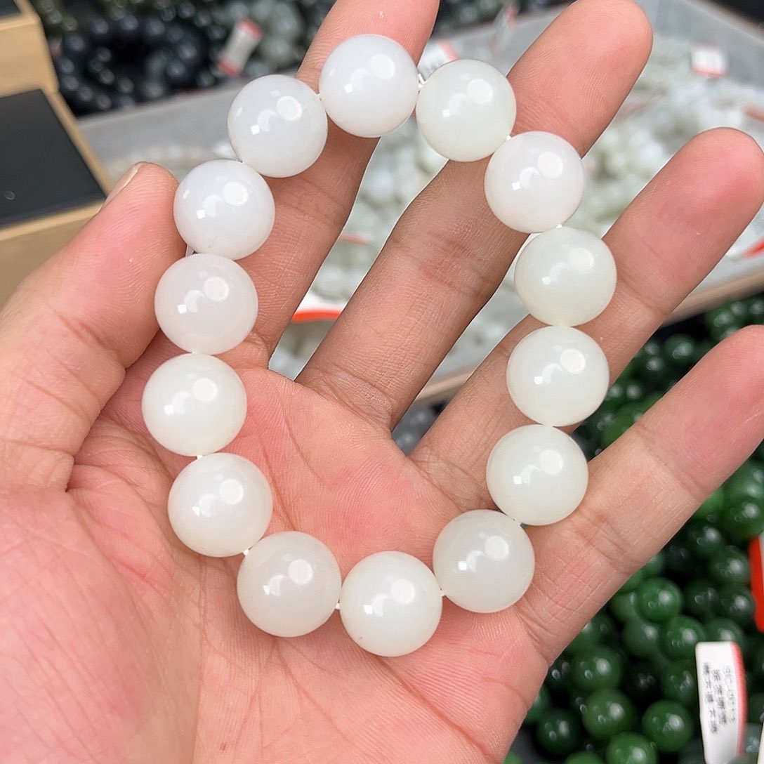 和田玉手串未镶嵌纯天然新疆和田玉且末天泰15mm