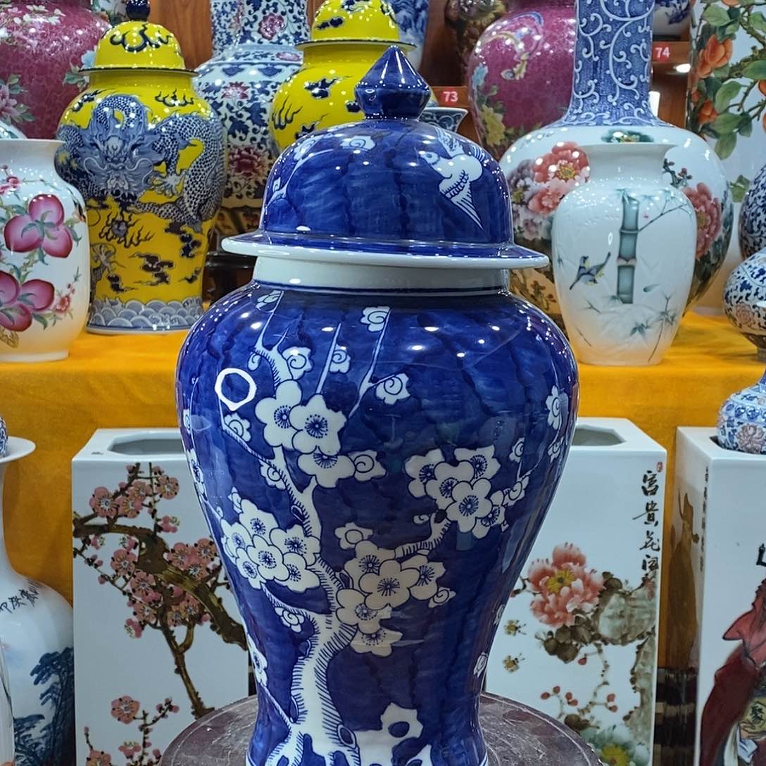 摆件清**士景德镇陶瓷将军罐