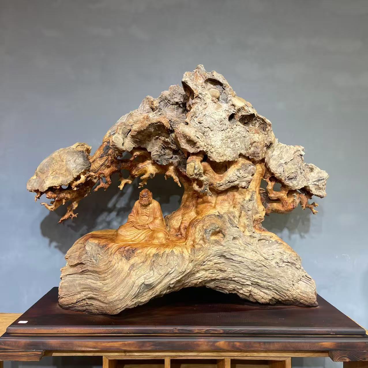 香樟木《悟道达摩》精品款设计款创意装饰摆件 尺寸121-51-96