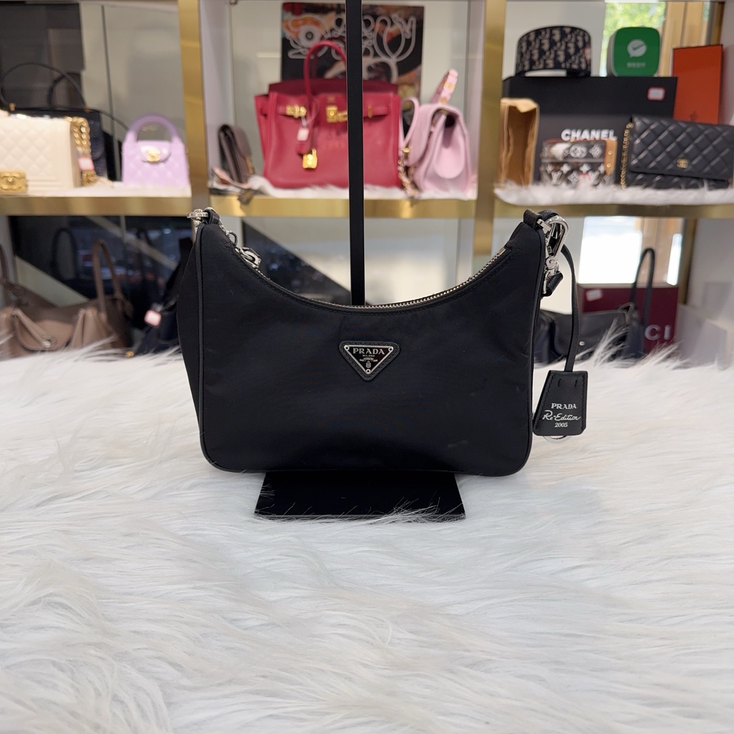 99新 Prada/普拉达 三合一尼龙链条包黑色（无链条）