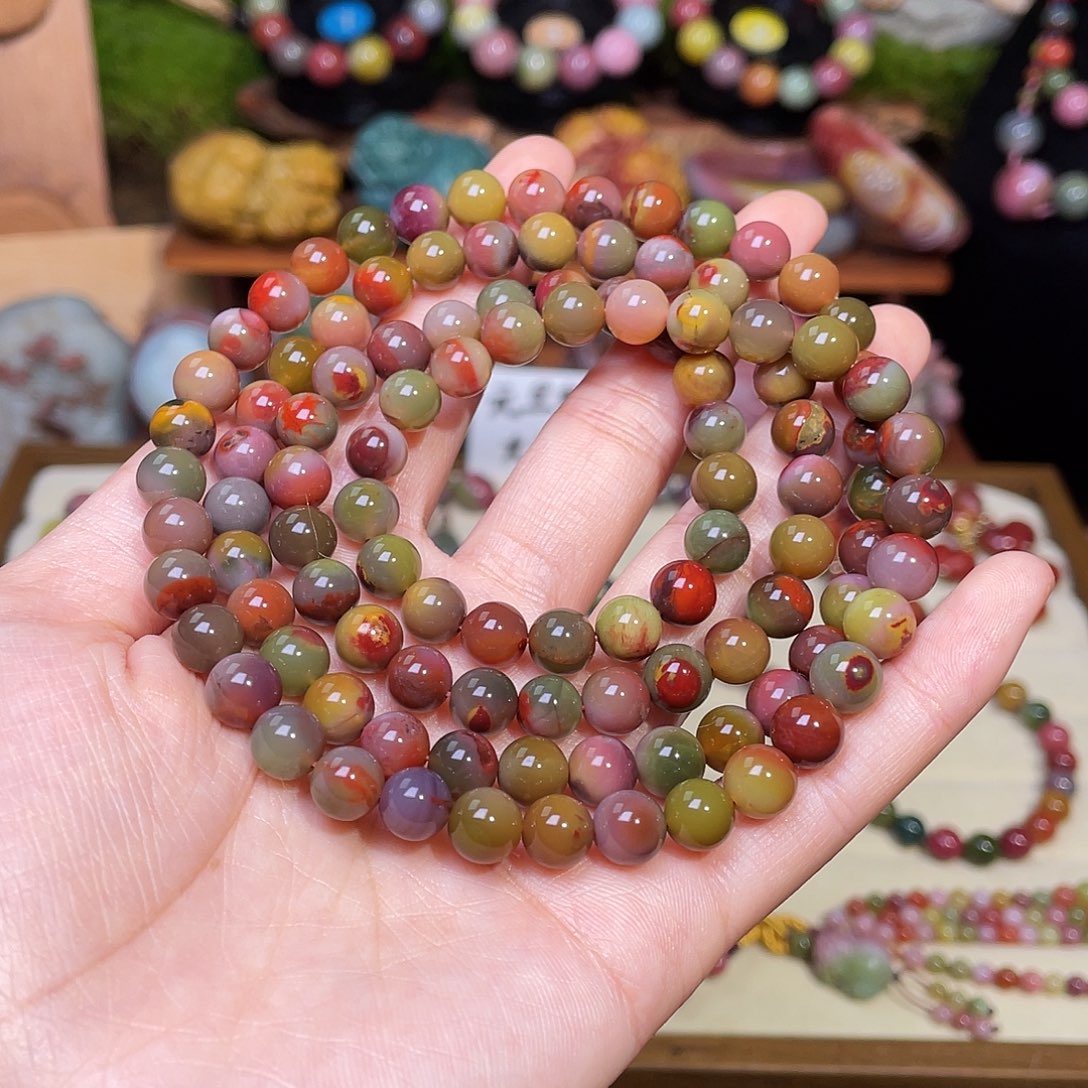 玛瑙/玉髓未镶嵌手串盐源玛瑙彩浆包浆多圈