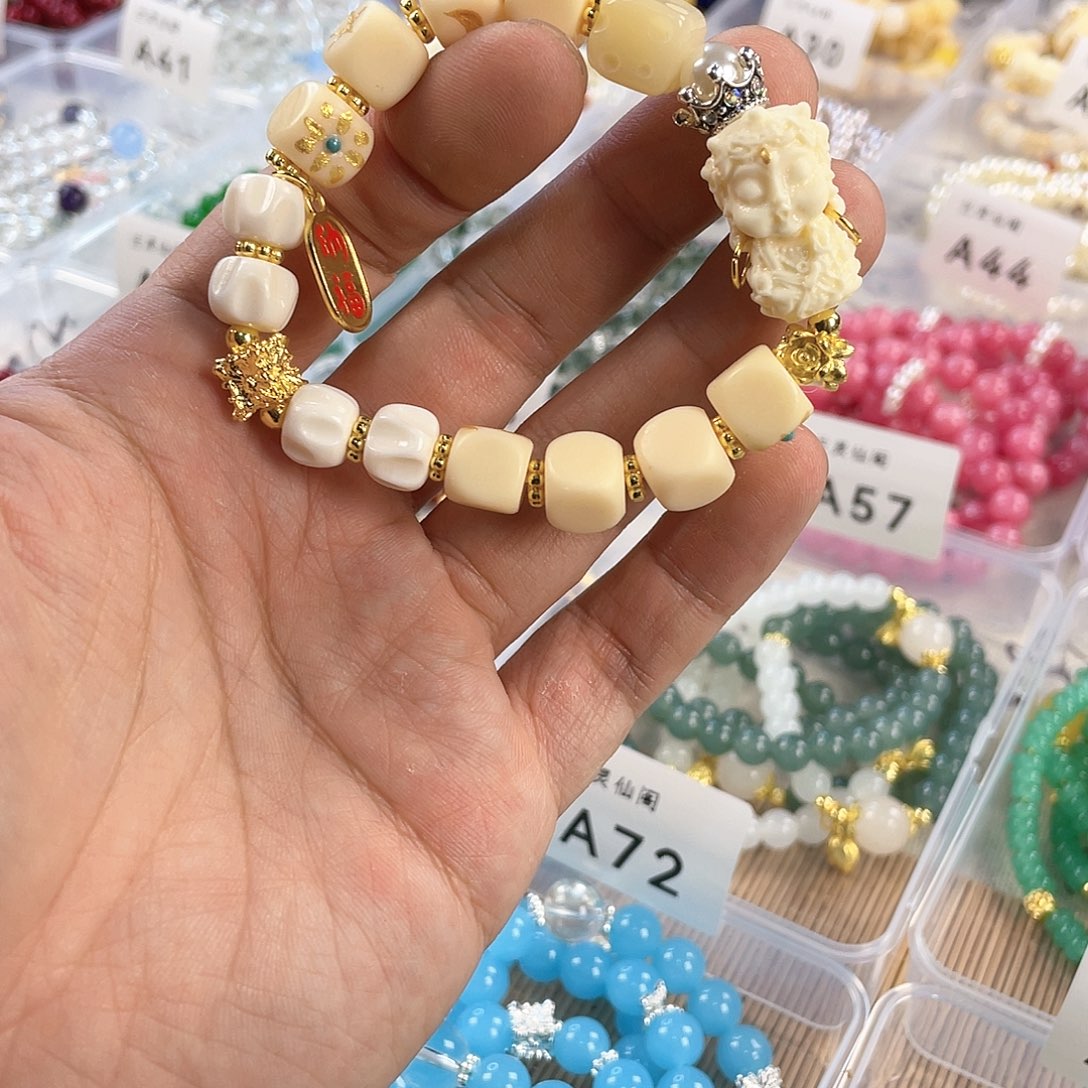 檀香木手串银S925镀金镶嵌