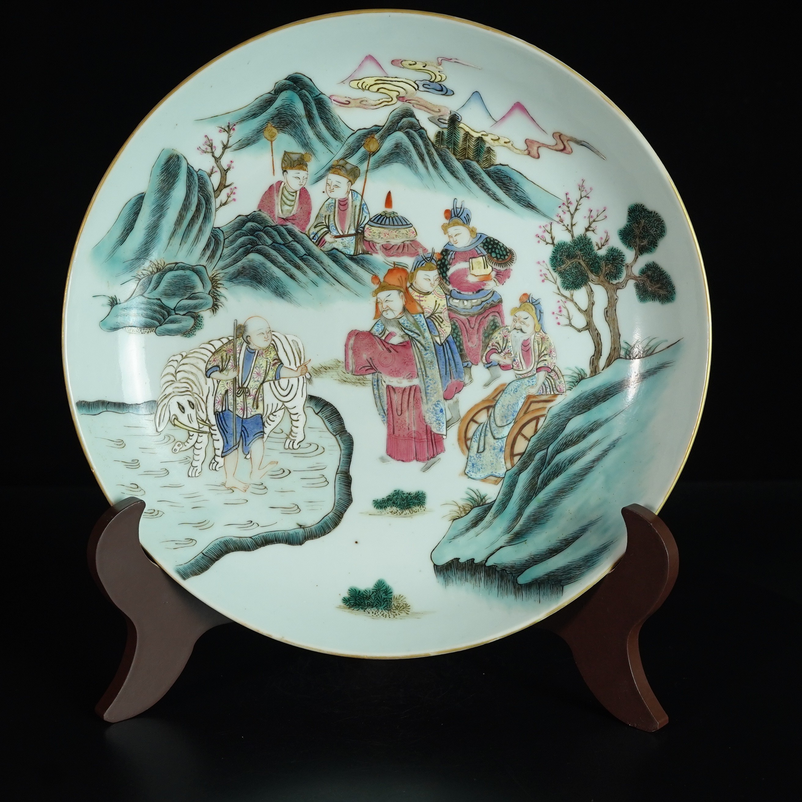 LABC250215029【十竹斋】清咸丰粉彩人物盘