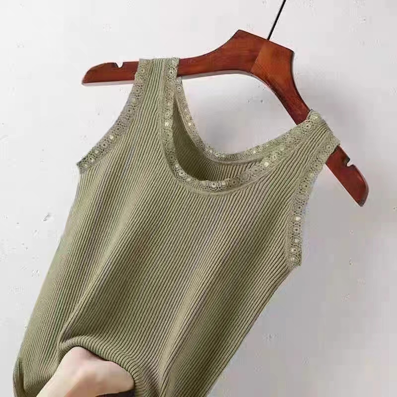 夏季莫代尔螺纹吊带背心女蕾丝边大码修身外穿内搭打底衫无袖背心