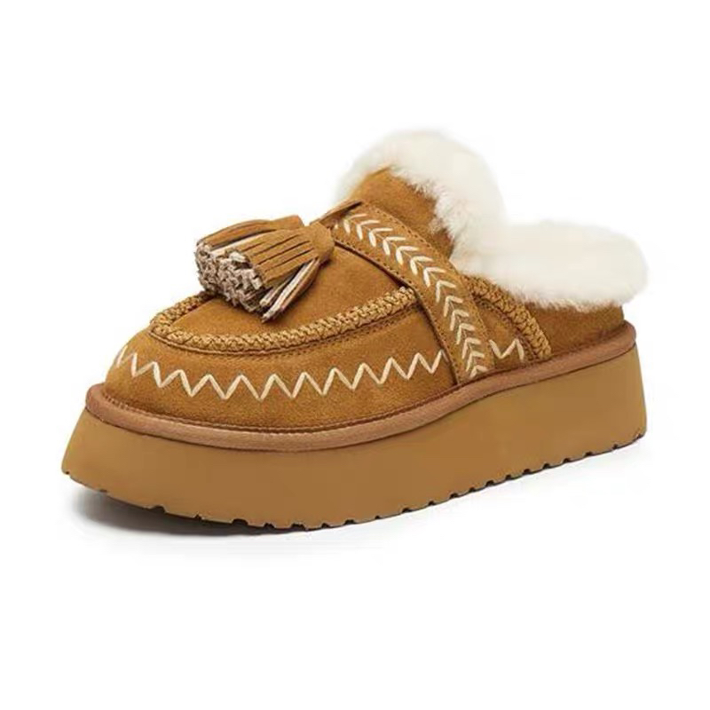 059甜美百搭冬季女款雪顶松松加绒厚底短筒保暖雪地靴5142