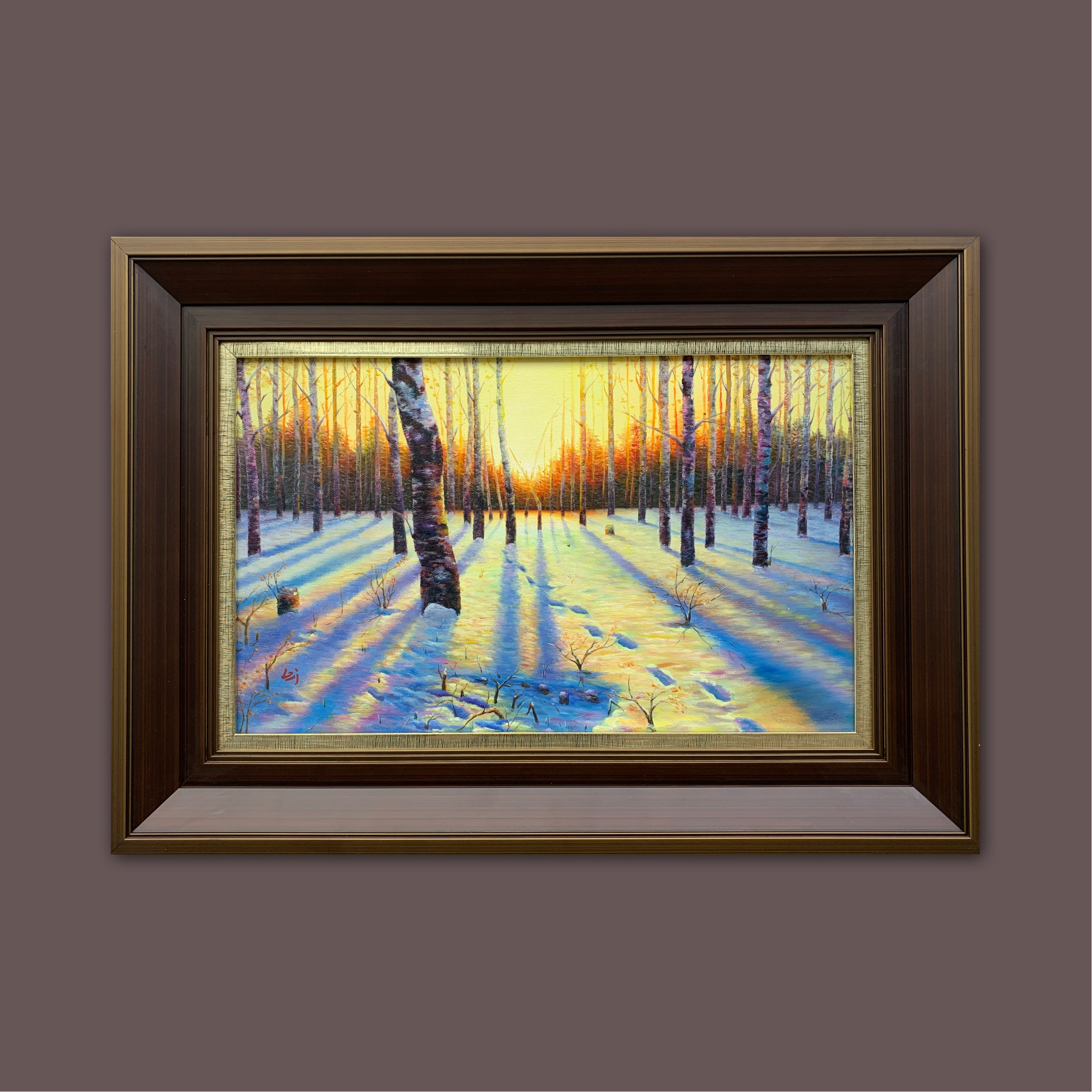 艺弘羽艺术 原创油画《森林之光》艺术收藏 带框尺寸49-69cm