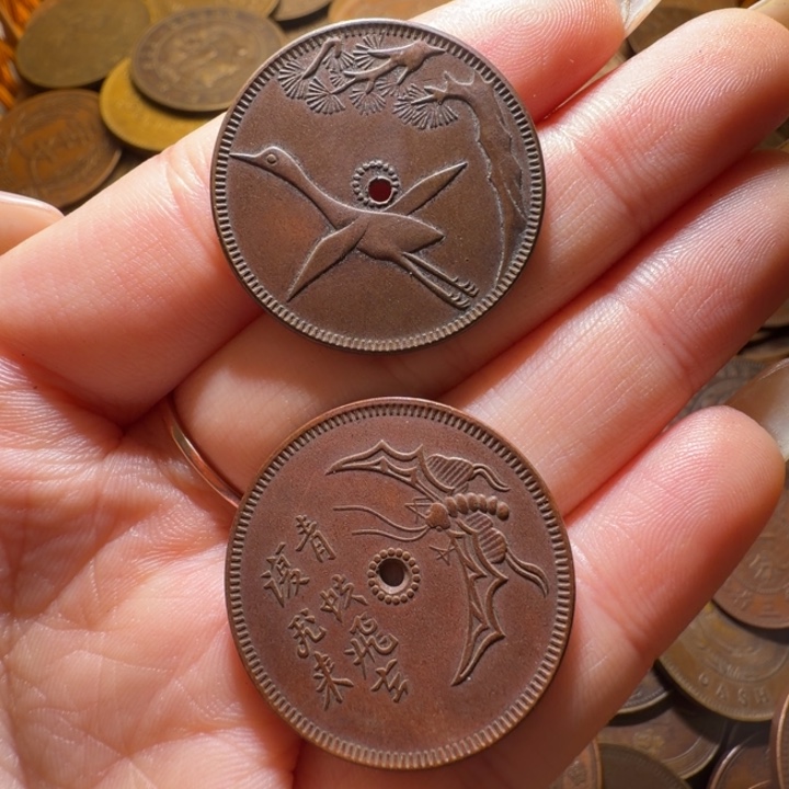 离***弦两个铜币工艺品摆件