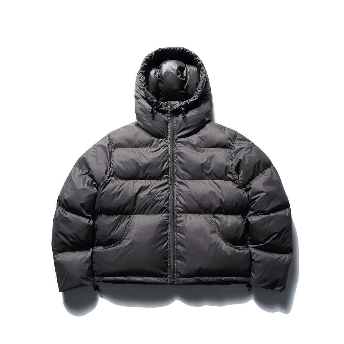 日系复古纯色哑光连帽刺绣棉服短款面包服