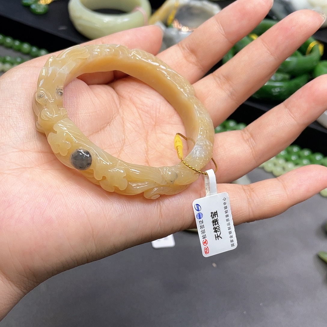 和田玉未镶嵌手镯56圈口19