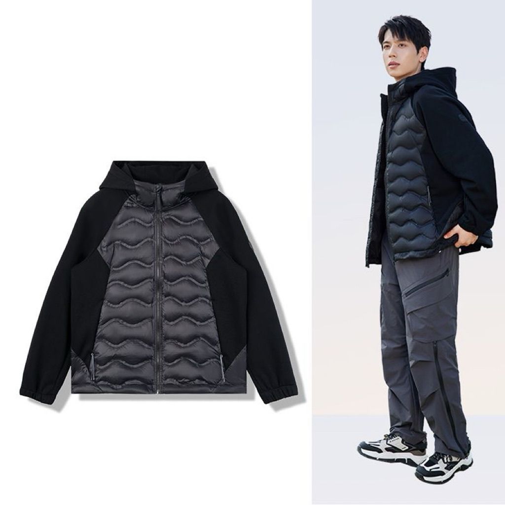 国标秋冬季高品质男士新款潮流拼接连帽外套情侣百搭上衣9907
