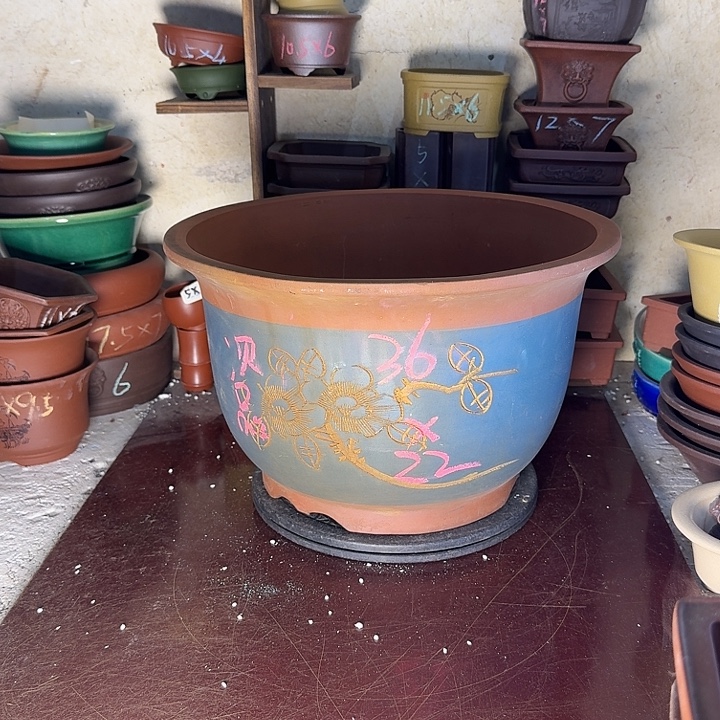 紫砂花盆，手工制作