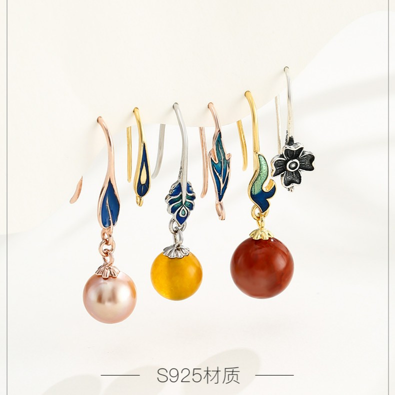 925银耳饰 耳钩DIY银饰复古耳环闭口圈制作配件简约时尚气质百搭
