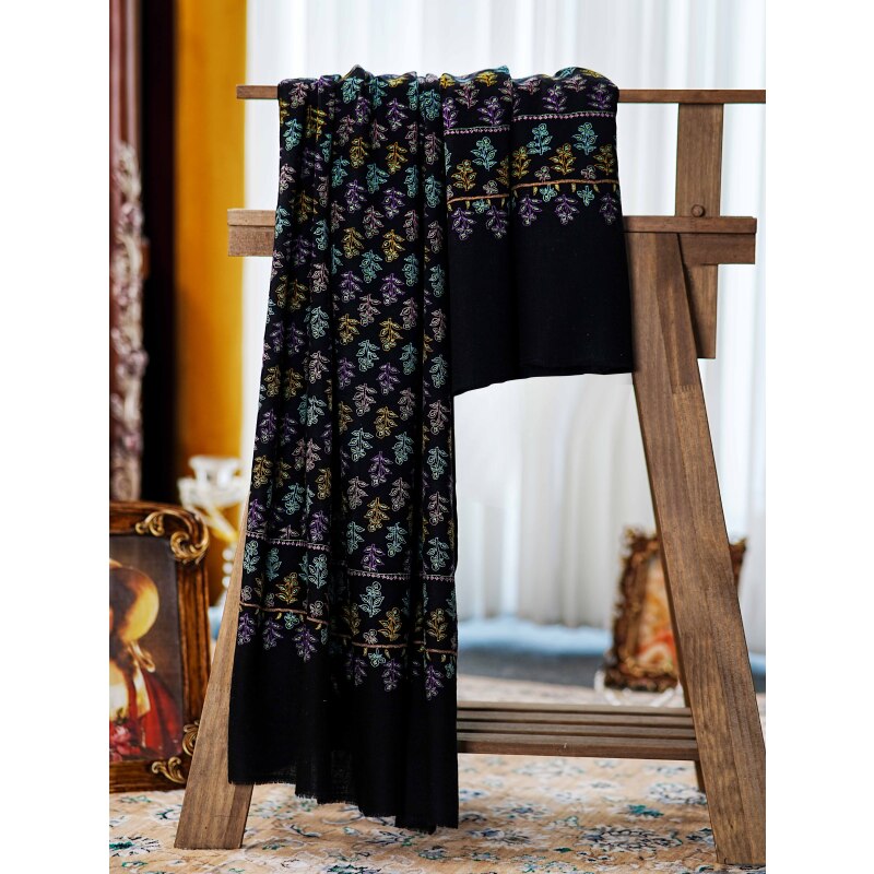 克什米尔pashmina披肩围巾刺绣满绣  100*200 60069-H1845