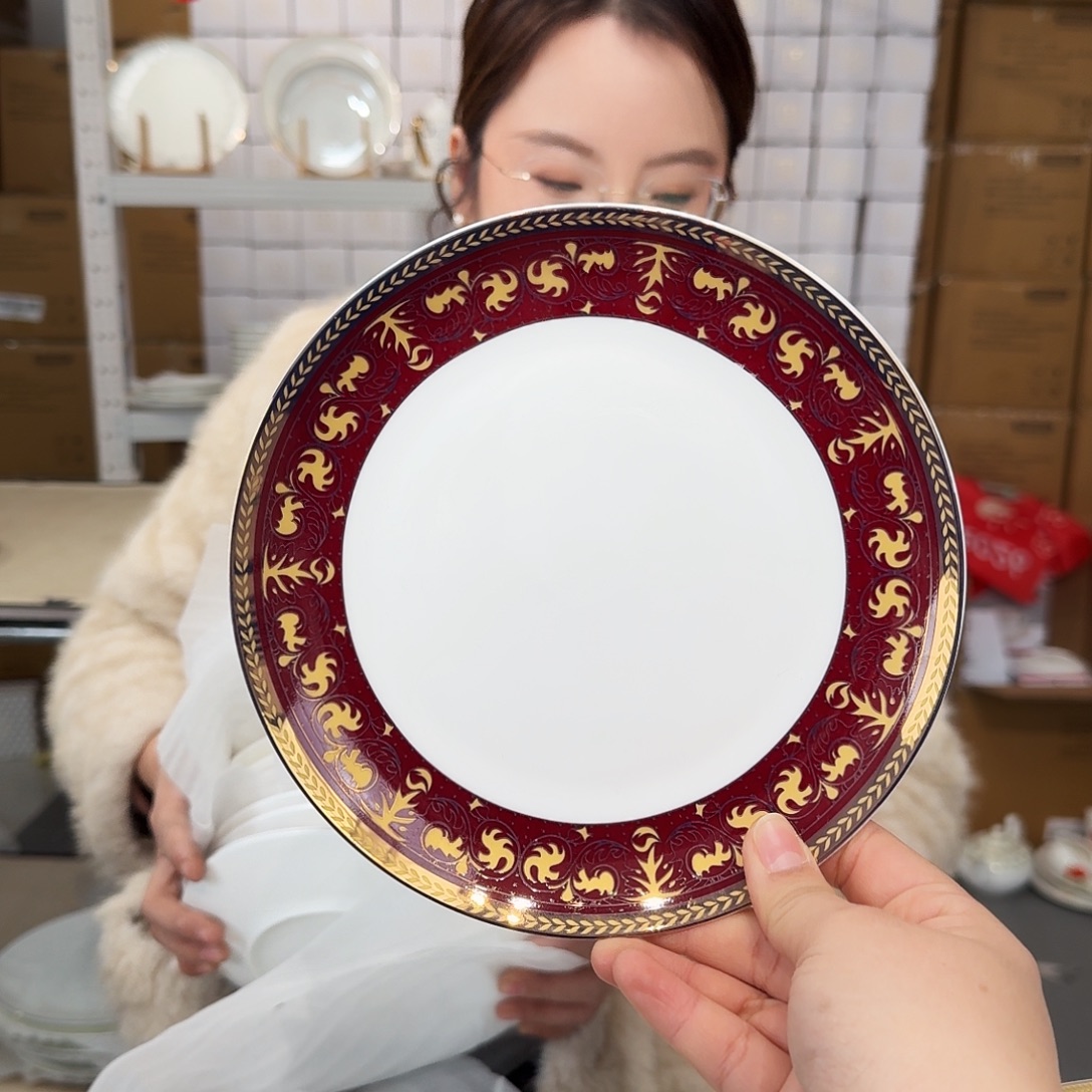 骨瓷高骨瓷8英寸月光盘20cm一个外贸骨瓷