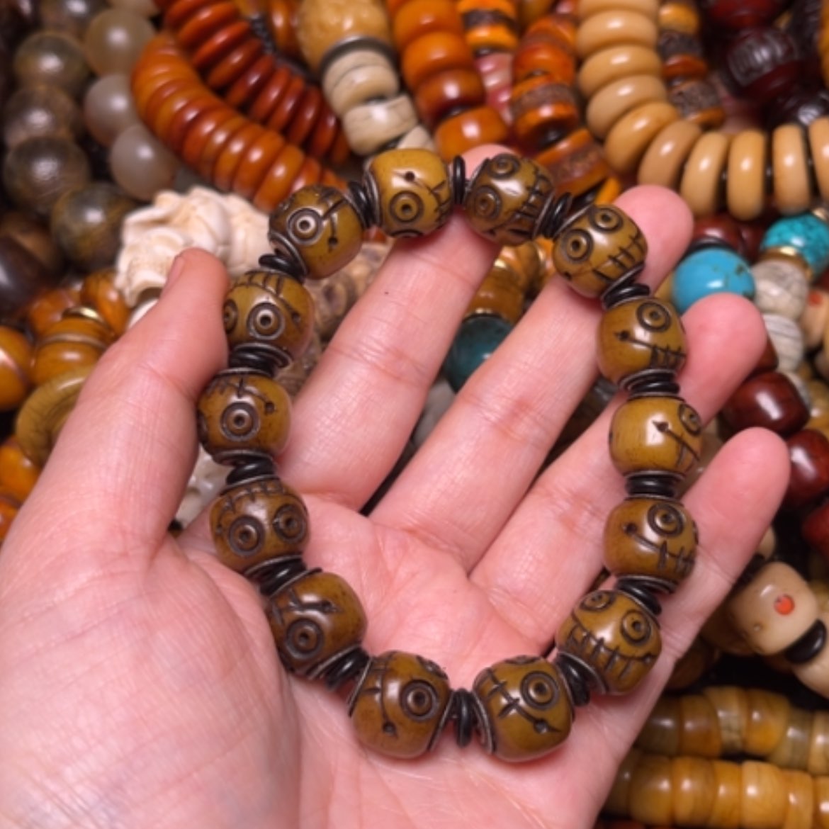 【闪购商品】牛骨手串/手链牛骨原色阿呆14×14颗