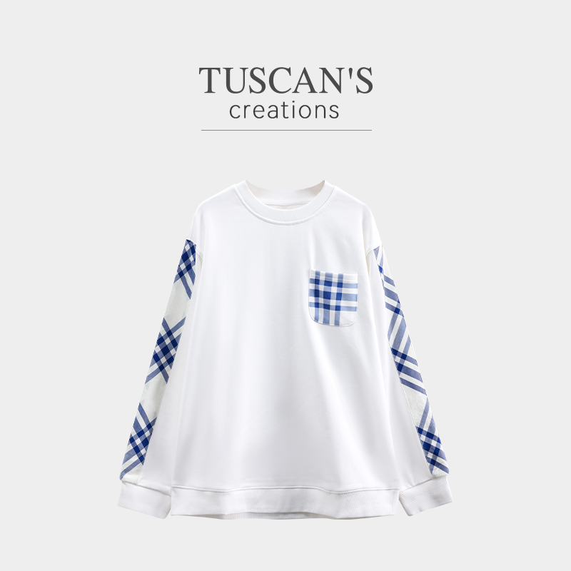 TUSCAN'S CREATIONS经典条纹时尚潮流宽松圆领男款卫衣时代双鱼
