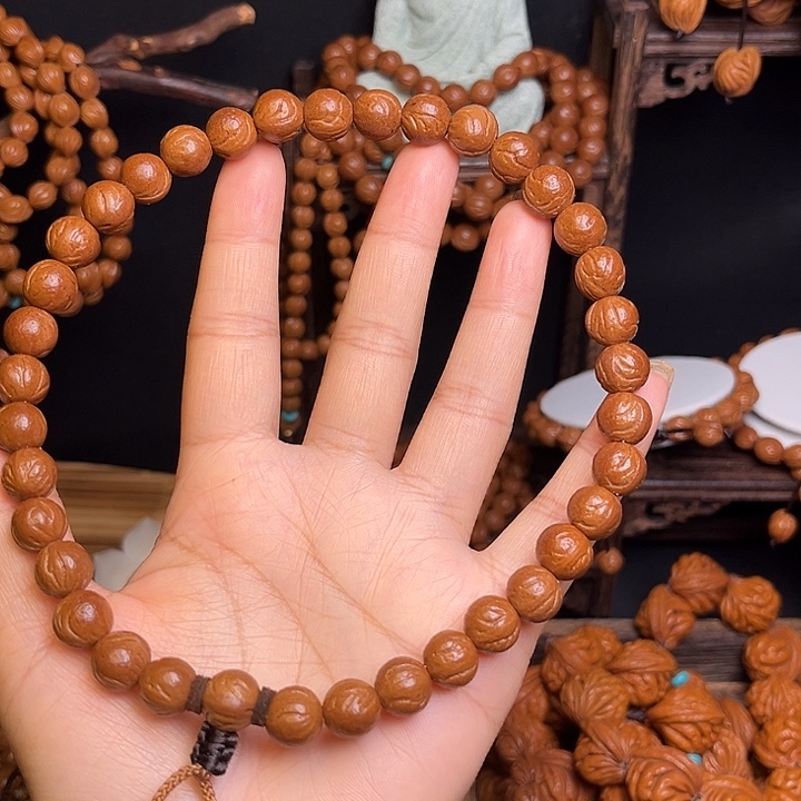 梵***锦手串桃核玉龙脊手持30颗