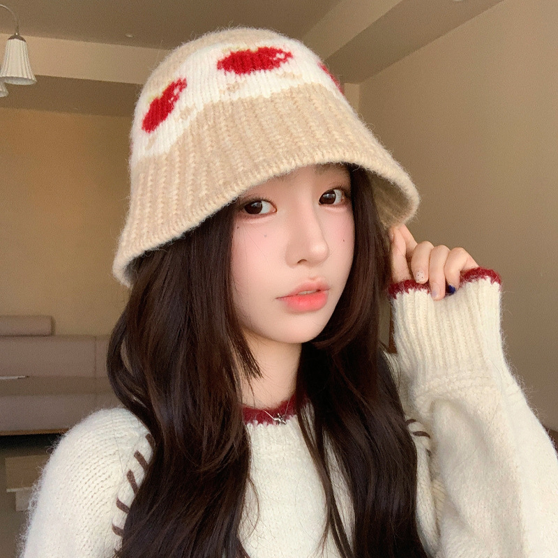 费尔岛风帽子女秋冬休闲时尚百搭针织毛线帽大头围显脸小防风盆帽